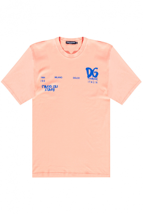 DOLCE & GABBANA DG オープンワーク 刺繍 ジャージ Tシャツ Jersey T-shirt with DG logo in Orange for Boys
